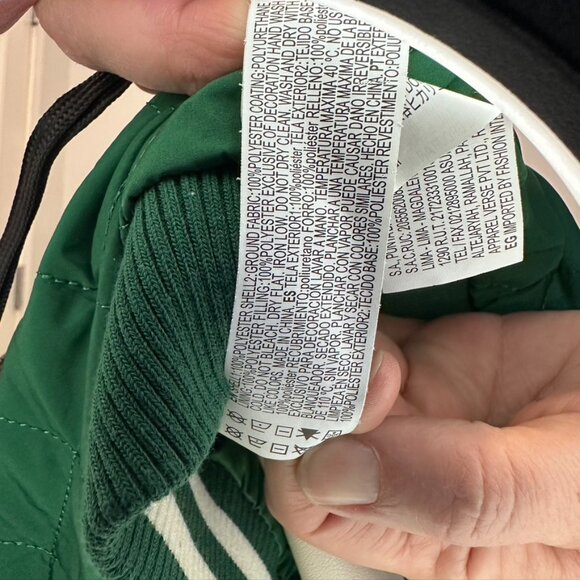 FOREVER 21 Jacket Cropped Varsity Letterman Baseball Bomber Sports Green Ivory S - Picture 15 of 15